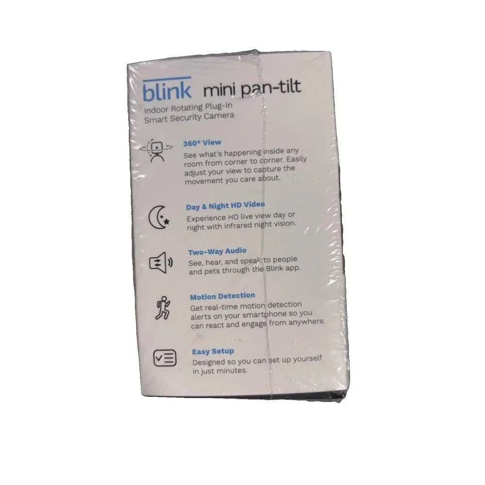 Blink Mini Pan-Tilt Rotating Indoor Smart Security Camera 1080p HD - White NEW